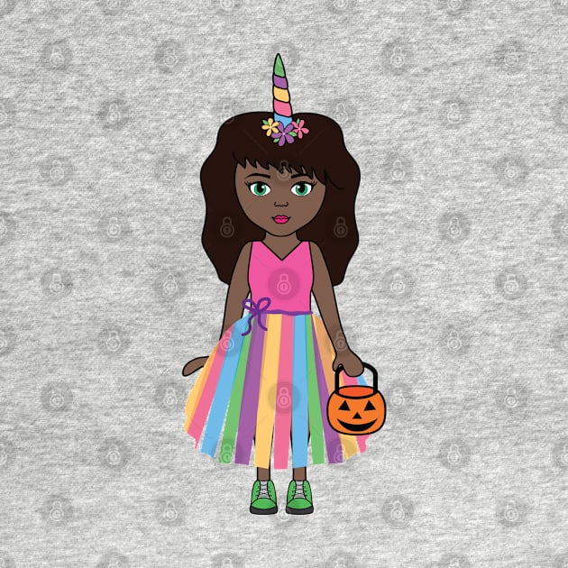 Unicorn Halloween Trick or Treat Girl 3 by PLLDesigns